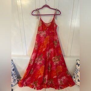Vintage Simone sheer babydoll floral maxi dress